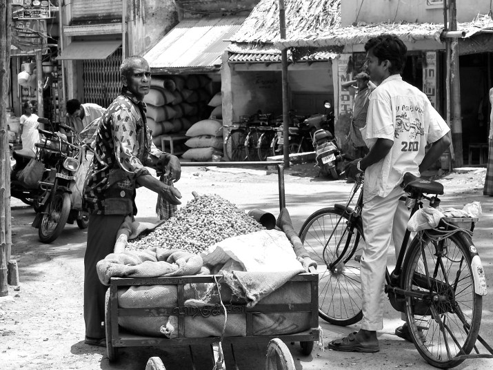 A groundnut seller by the street, Virudhunagar, Tamil Nadu, India