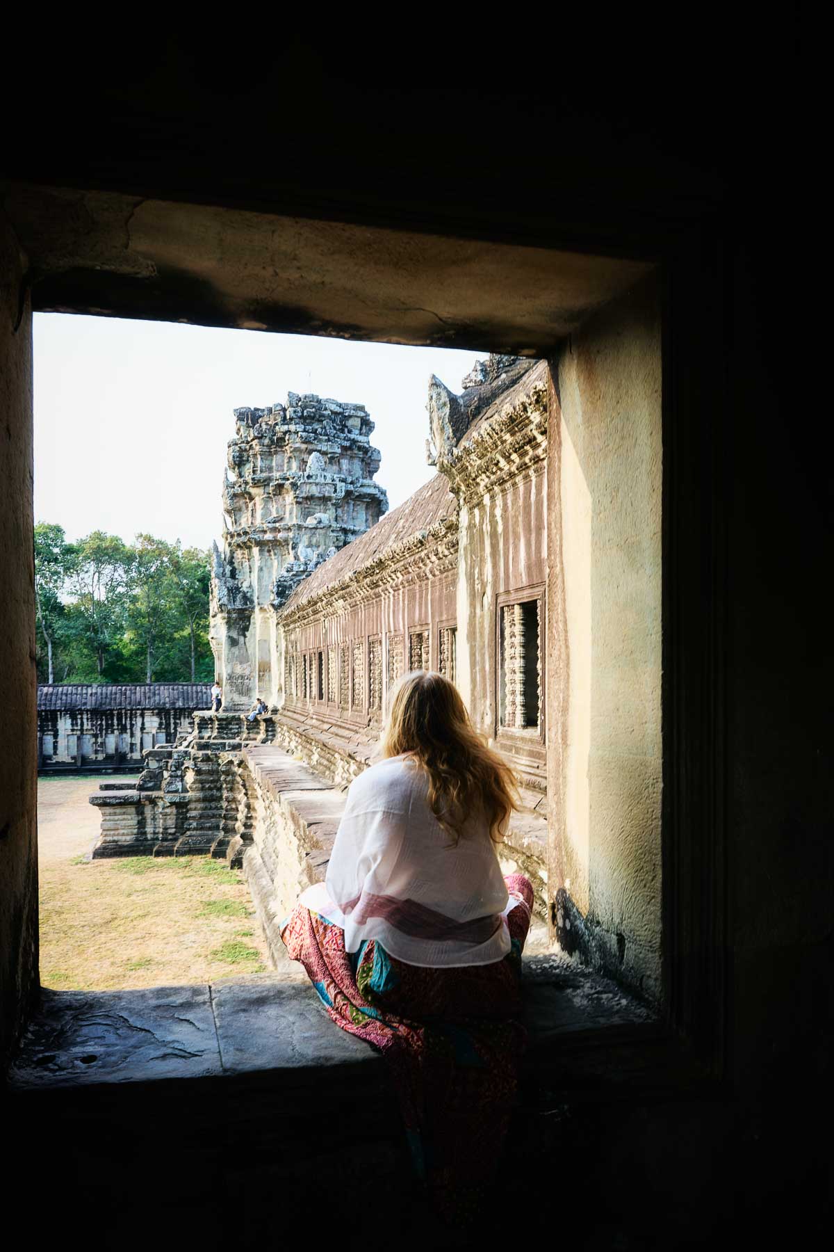 A view through the window at Angkor Wat, Siem Reap, Cambodia